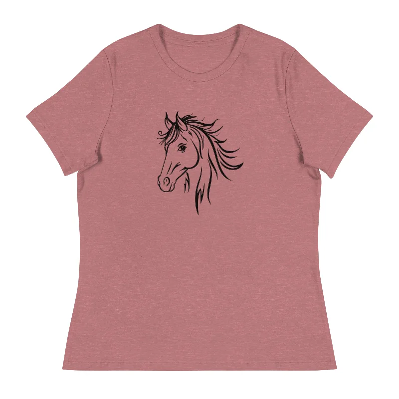 Happy Horse Women's Relaxed T-Shirt Striped Floral Plaid
