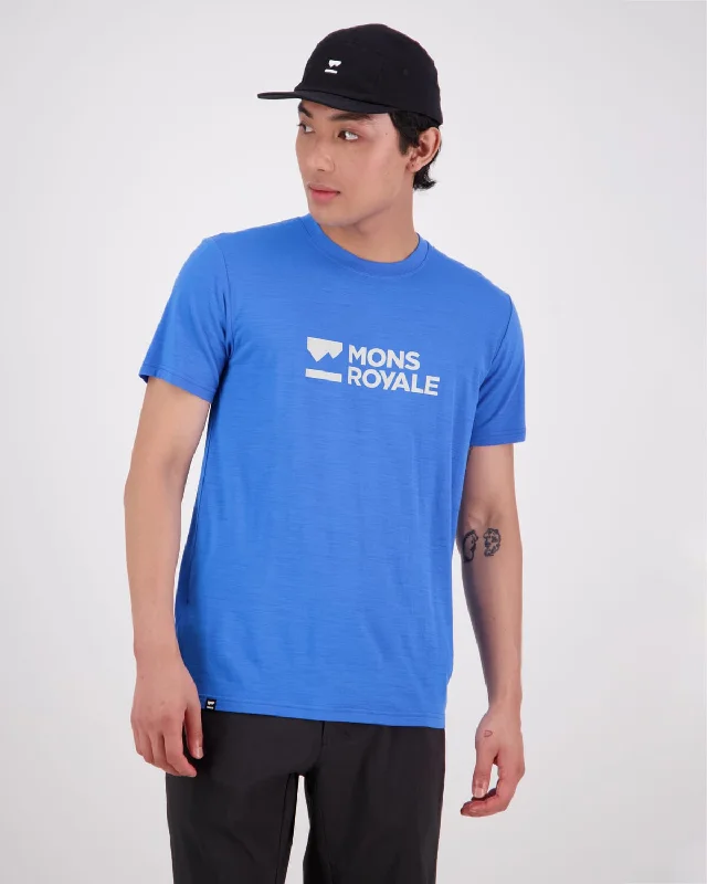 Icon Merino Classic T-Shirt - Pop Blue Spandex Blend Rayon Blend Denim Blend