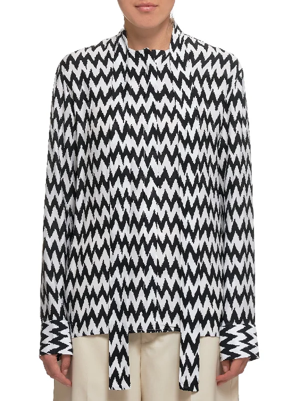Shawl Collar Shirt (194-2004-140-011-CHEVRON) Polka Dot Checkered Tartan