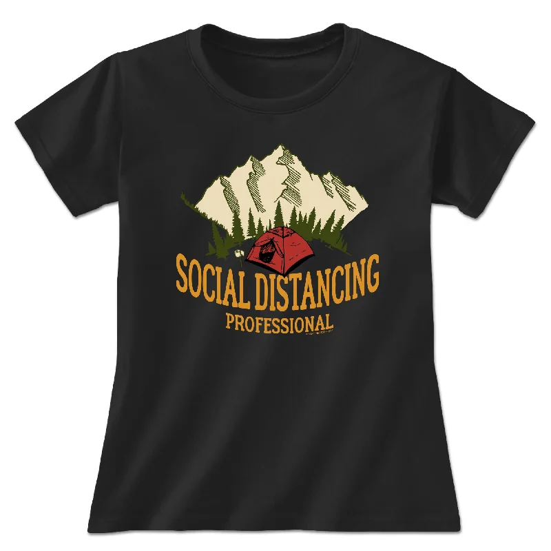 Social Distancing Professional Ladies T-Shirt Machine Wash Dry Clean Hand Wash