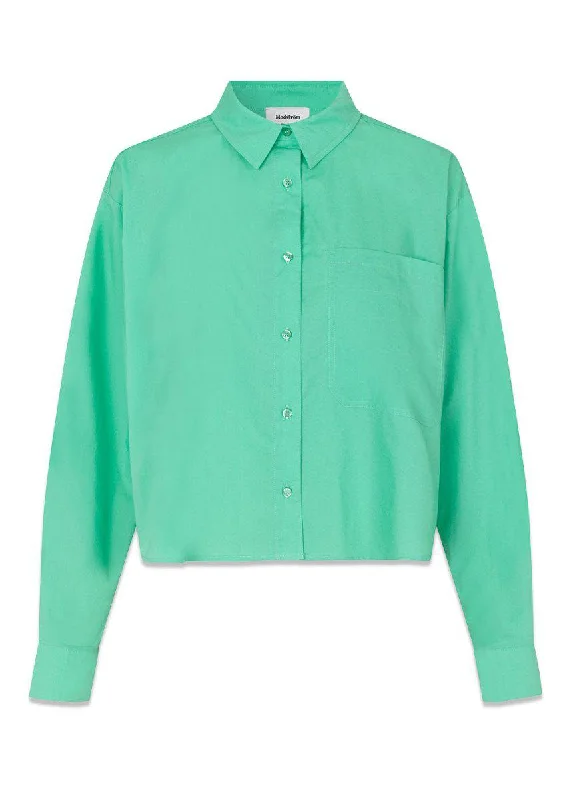 TapirMD cropped shirt - Calm Jade Asymmetrical Pockets Print