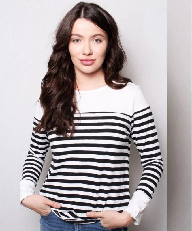 Petite St John's Bay Petite Striped Shirt - Black - XL to 2XL - FINAL SALE Chenille Blend Fleece Blend Nylon Blend