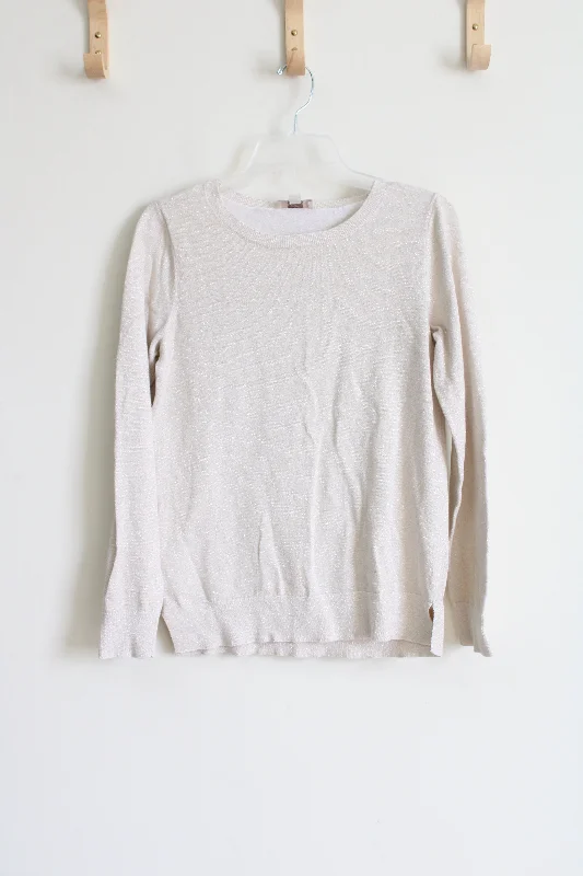 LOFT Gold Shimmer Knit Sweater | S Soft Cozy Warm
