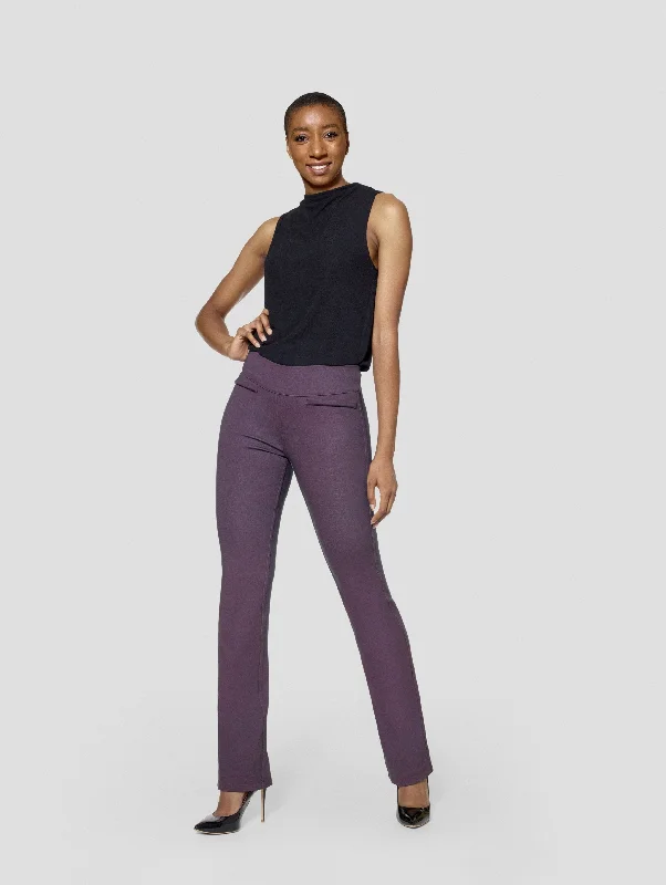 Tall Michelle Houndstooth /Burgundy Reversible Bootcut Pant Comfortable Wide-Leg Pants