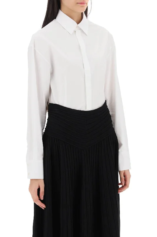 Alaia Shirt Bodysuit In Poplin Elegant Sheer Bodysuit