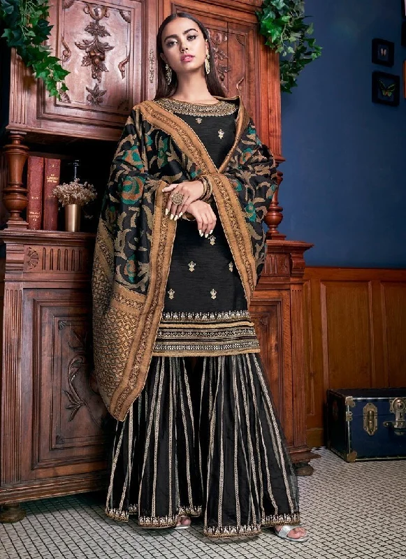 Black Palazzo style Dress Banglori Silk empire Waist empire