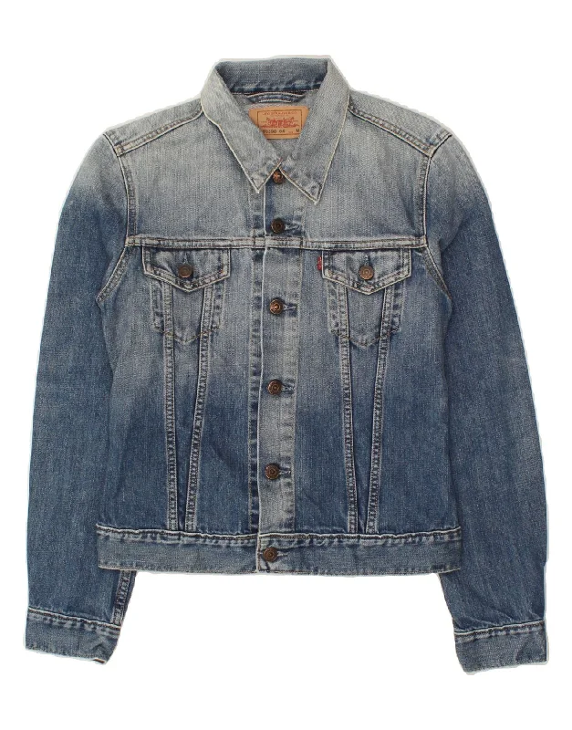 LEVI'S Womens Crop Denim Jacket UK 12 Medium Blue Cotton Corduroy Jacket Velvet Jacket Brocade Jacket