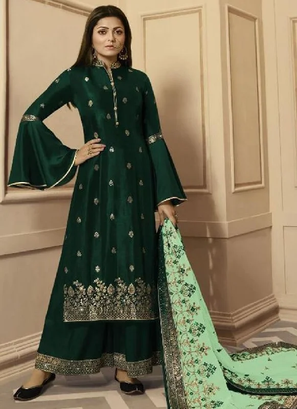 Green Rangoli Silk Georgette Dress Lehenga Tunics Seasonal trendy