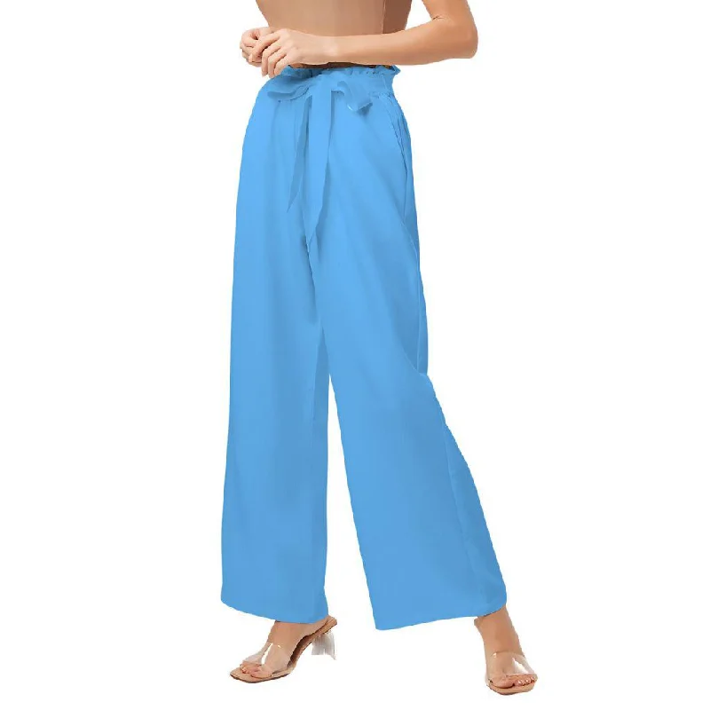 Ima Blue High-Rise Wide Leg Pants Formal Stretch Pants
