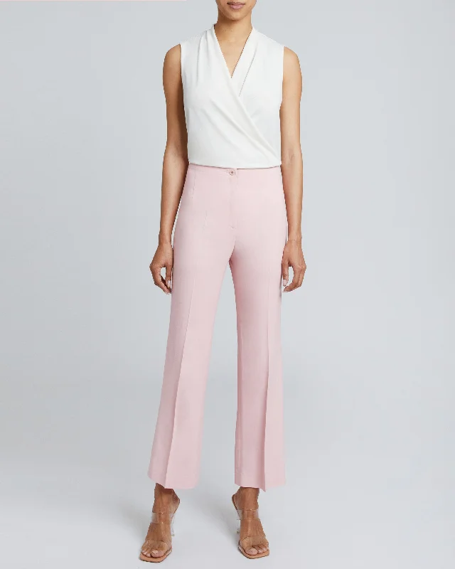ROMA Straight Ankle Length Pant Solid Crepe Elegant High-Waist Pants