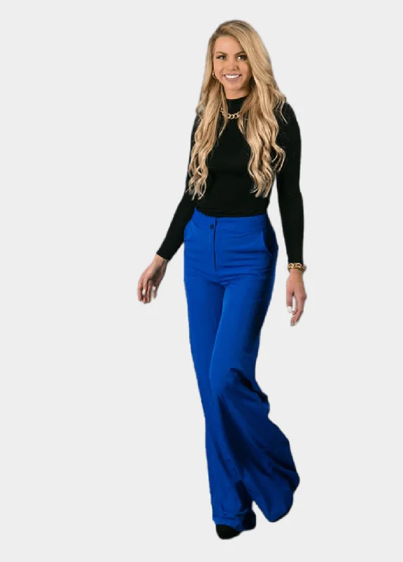 Double Button Pants - Blue Soft Wool Pants