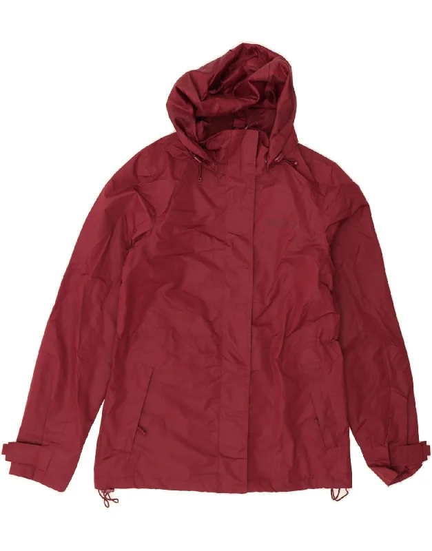 MOUNTAIN WAREHOUSE Womens Hooded Rain Jacket UK 8 Small Burgundy Polyester Belted Jacket Elasticated Jacket Padded Jacket