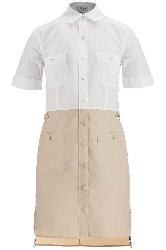 khaki typewriter cloth dress with striped logo FDSF05U 04502 KHAKI