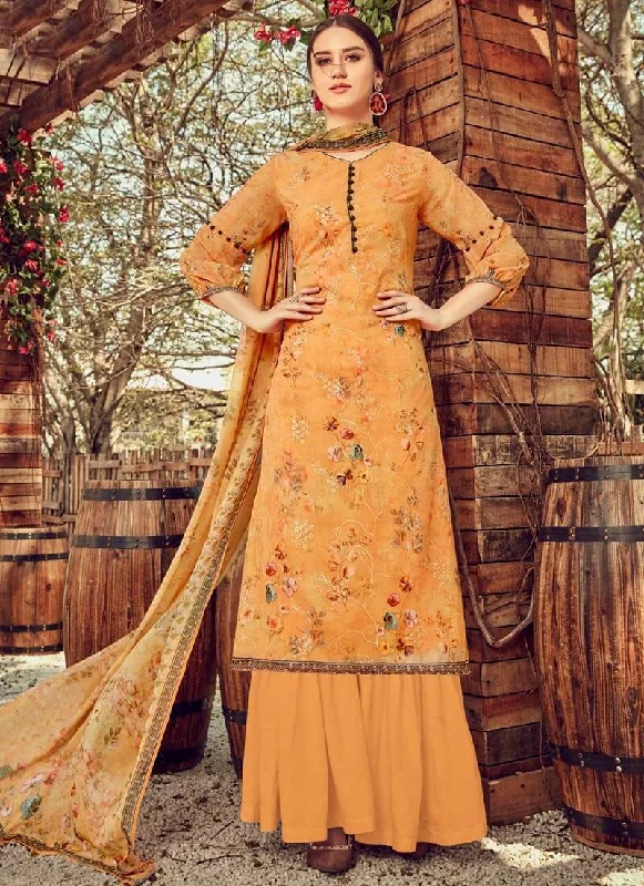 Mustard Pure Georgette Palazzo Dress Tunics Trendy modern