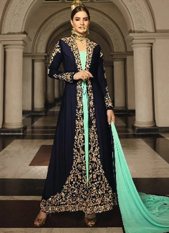 Navy Blue Anarkali style Straight Georgette Dress Tunics Review highly