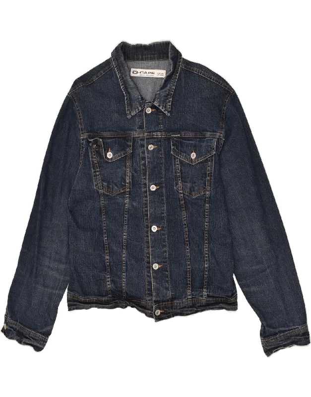 X-CAPE Womens Denim Jacket UK 20 2XL Blue Cotton Denim Fabric Leather Fabric Suede Fabric