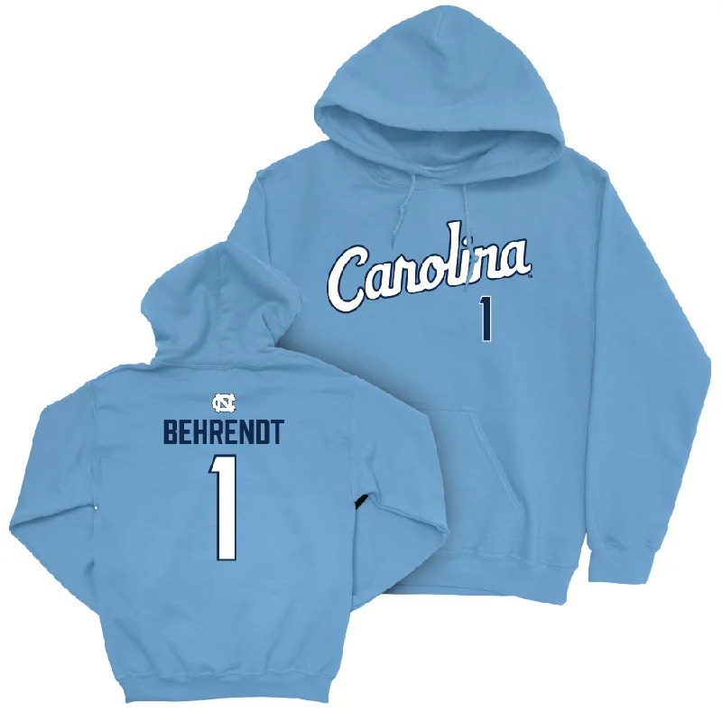 UNC Women's Volleyball Carolina Blue Script Hoodie   - Zoe Behrendt Hoodie with Patch Decorative Personalized