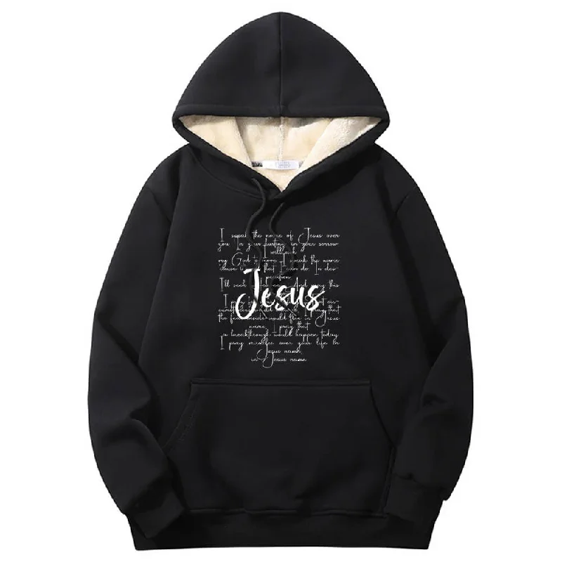 I Speak The Name Of Jesus Crew Collar Fleece Sherpa Hoodie Hoodie with Hem Elastic Stretchable Comfortable