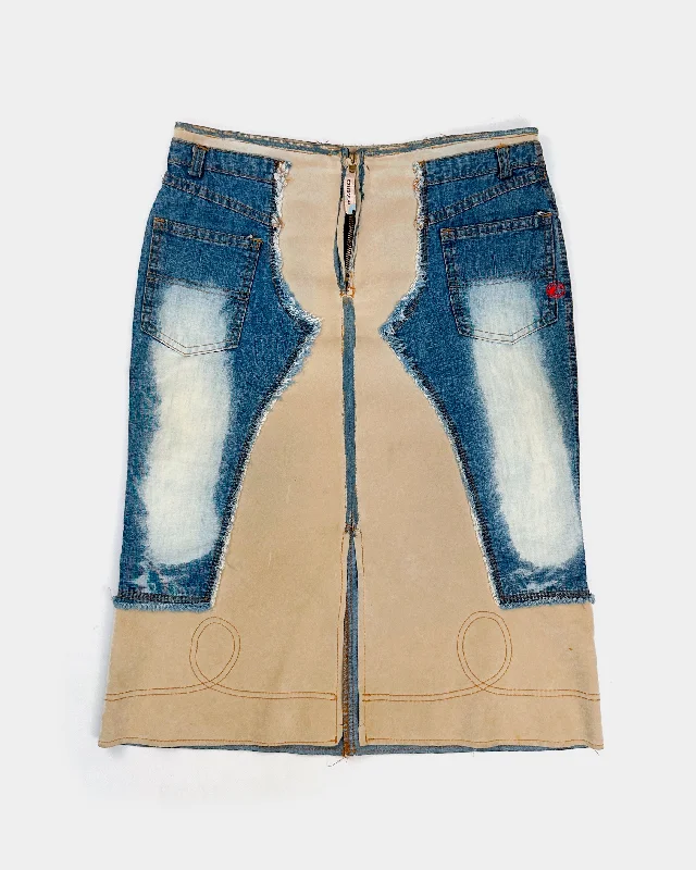 Essenza Distressed 2 Textures Skirt 2000's ruffled skirt detail