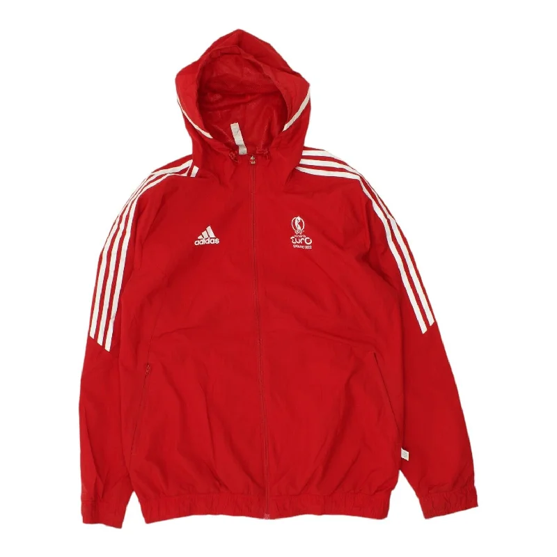 UEFA Women's Euro England 2022 Adidas Mens Red Windbreaker Jacket | Sportswear Tiered Jacket Buttoned Jacket Zippered Jacket