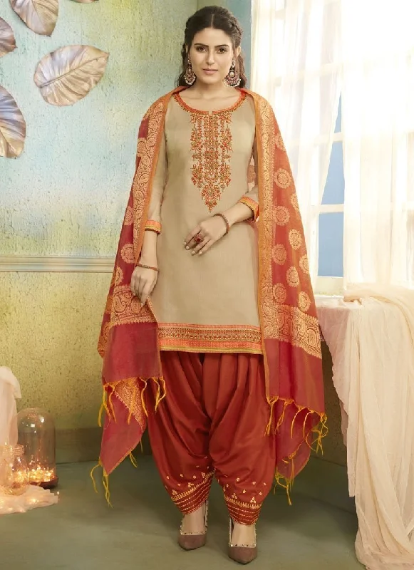 Beige Chanderi Patiyala Dress Tunics Bestseller popular