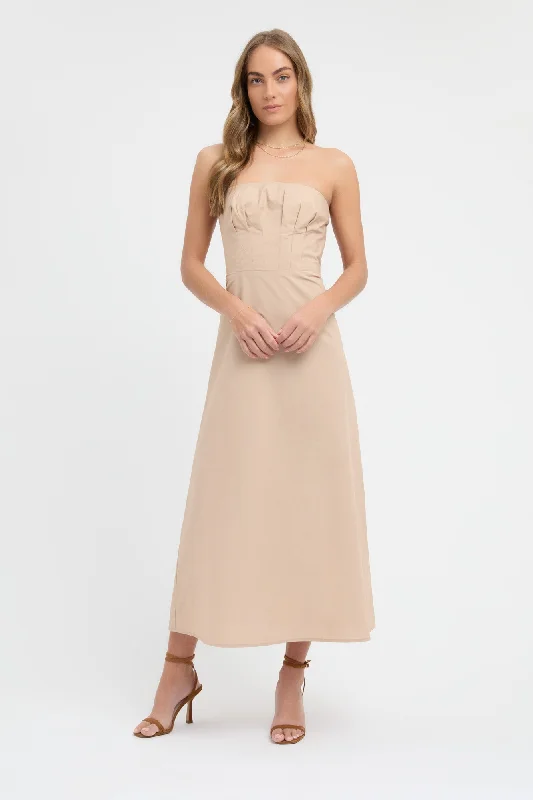 Poplin Strapless Dress Pencil Office Professional