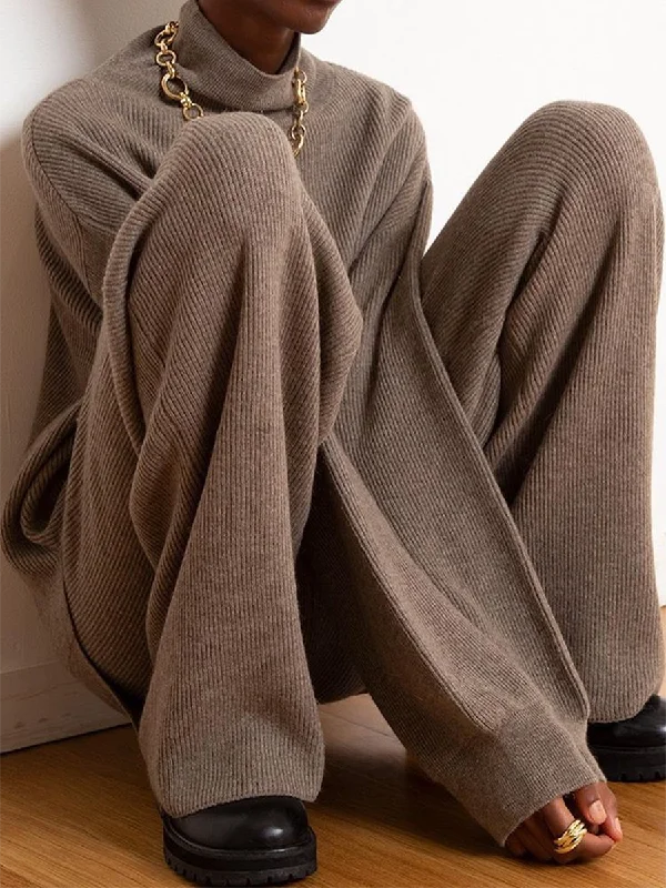Fashion High Neck Long Sleeve Knitted Sweater Two-piece Suit Terry Terry Cloth Terry Knit