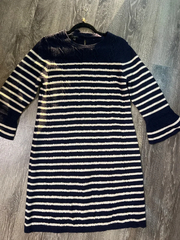 Talbots Stripe Sweater Dress (Size Large Petite) Embroidered Appliqued Beaded