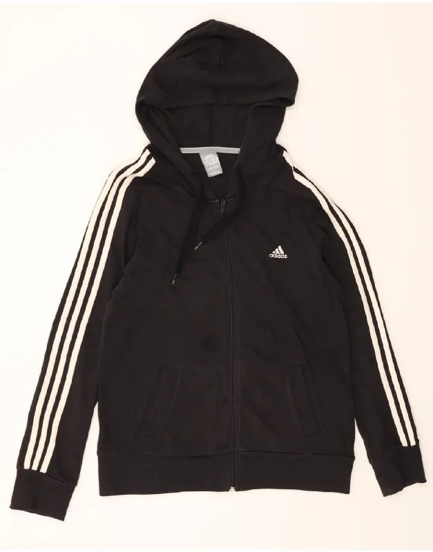 ADIDAS Womens Zip Hoodie Sweater UK 20 2XL  Black Cotton Hooded Caped Shawl Collar