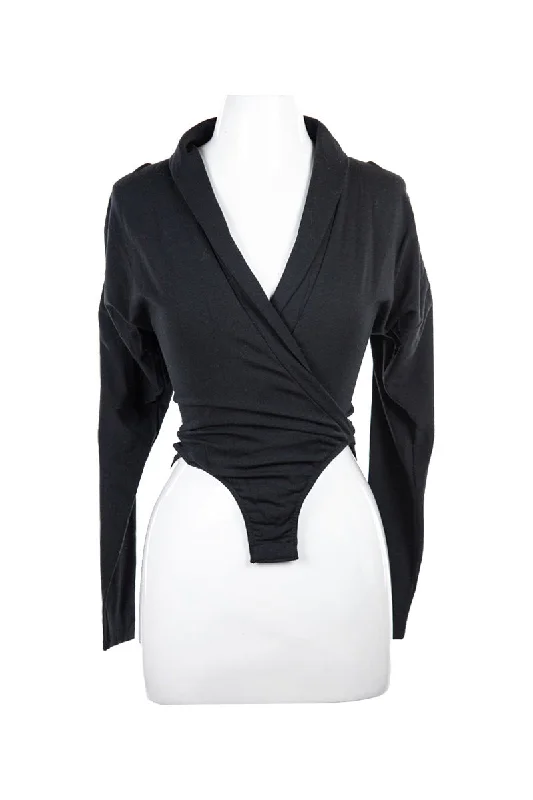 Vintage 80s Bodysuit Stylish Bodysuit with Cross Front