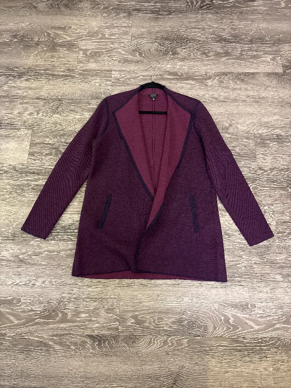 Talbots Wool Open Front Sweater - medium Welt Pockets Slit Pockets Flap Pockets