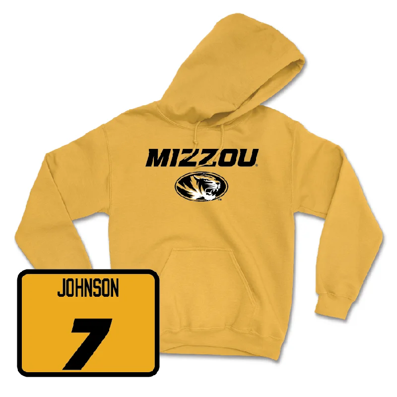 Gold Women's Volleyball Mizzou Hoodie - Kimani Johnson Hoodie with Color Block Contrast Stylish