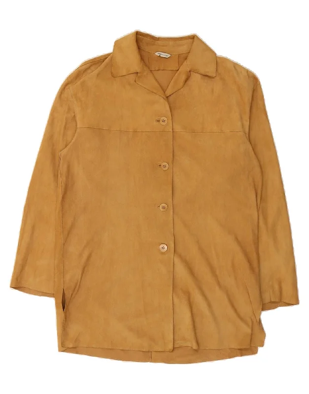 VINTAGE Womens Suede Jacket UK 8 Small Brown Leather Mesh Jacket Canvas Jacket Denim Jacket
