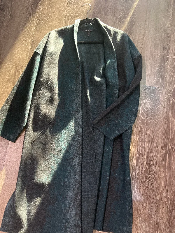 Eileen Fisher Wool Long Open Sweater (Size Large/XL) Satin Blend Silk Blend Wool Blend