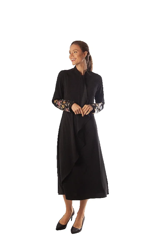 Embroidered Lower Sleeve Flap Dress Boatneck Modish Everyday