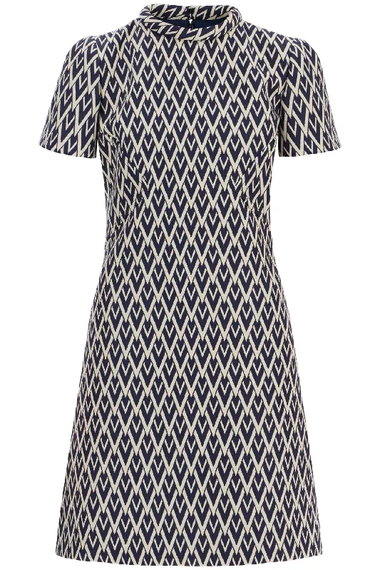 slim fit high neck blue wool dress 6B3VAF10915 NOTTE/CREMA