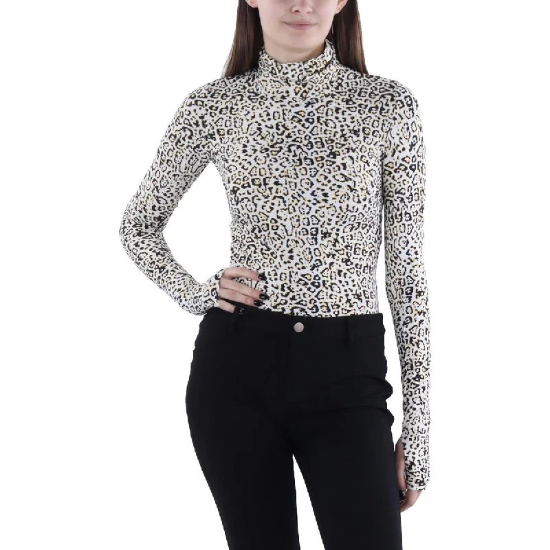 Womens Animal Print Turtleneck Bodysuit Comfortable Seamless Bodysuit