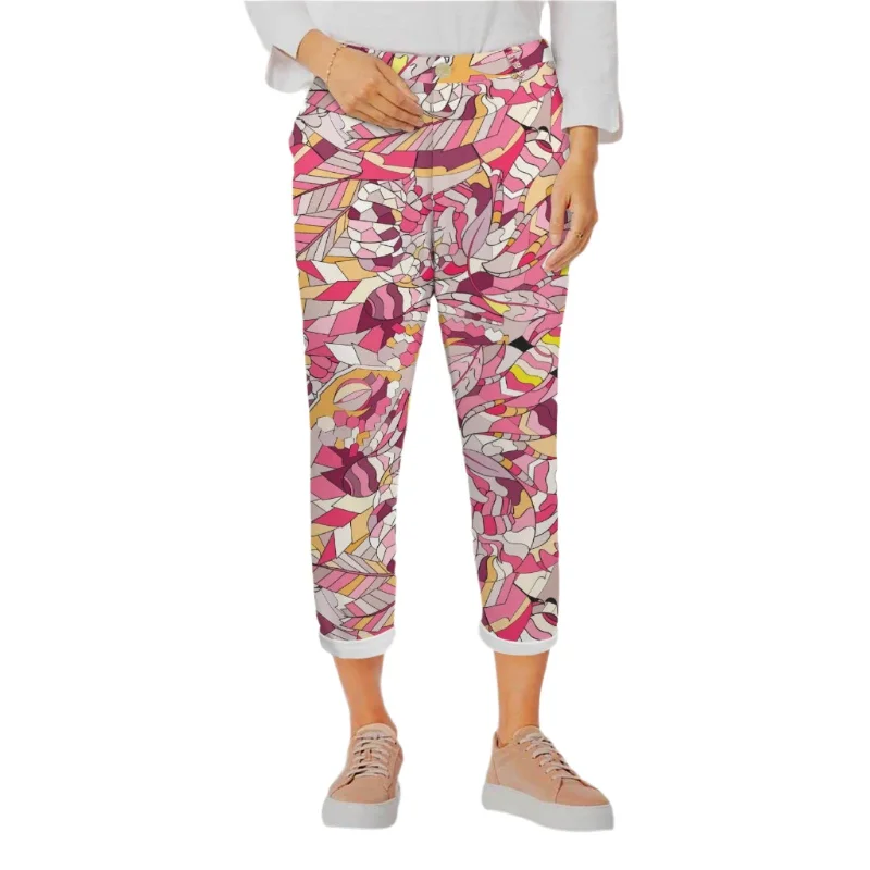 Perl Mid-Rise Button Pencil Pants Soft Stretch Trousers