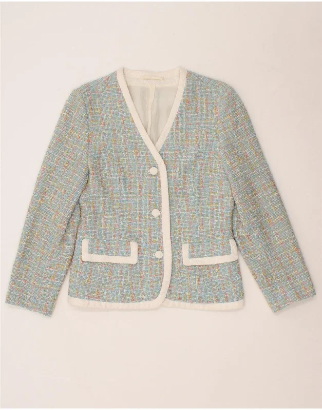 VINTAGE Womens 3 Button Blazer Jacket UK 12 Medium Grey Wool Wool Jacket Cashmere Jacket Tweed Jacket