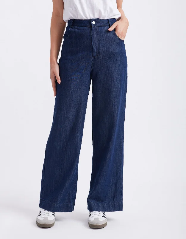 Celeste Tencel Pants - Dark Denim Classic Chino Pants