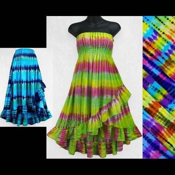 Antique Tie-Dye Convertible Top/Skirt corduroy skirt comfortable