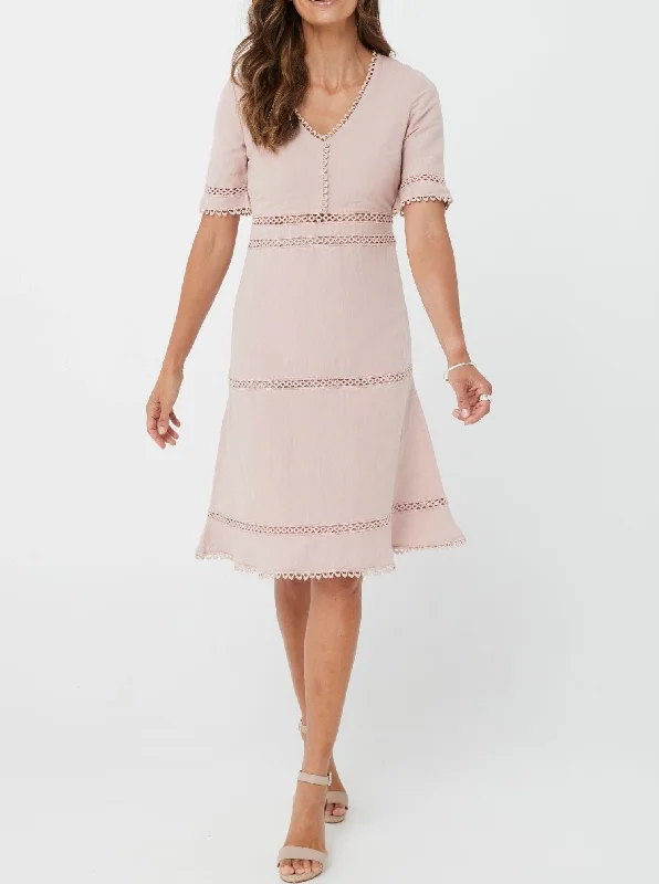 Women Blush/Linen & Cotton Dress - Annie Dress