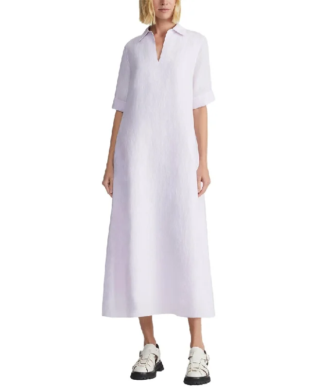Lafayette 148 New York Short Sleeve Popover Linen Dress