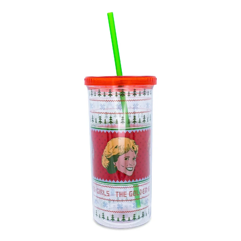 The Golden Girls Holiday Sweater Carnival Cup With Lid and Straw Jersey Fabric Tulle Fabric Batik Fabric