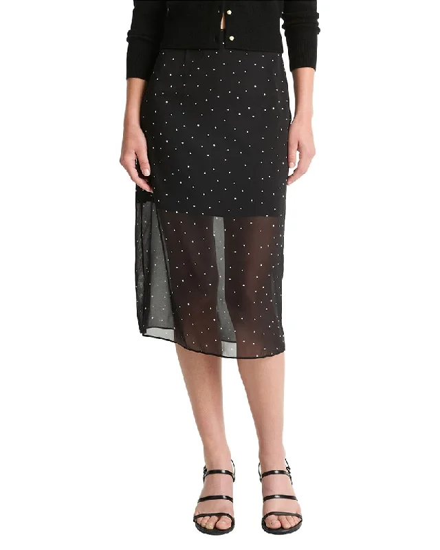 Vince Sheer Dot Silk-Blend Straight Skirt denim skirt casual