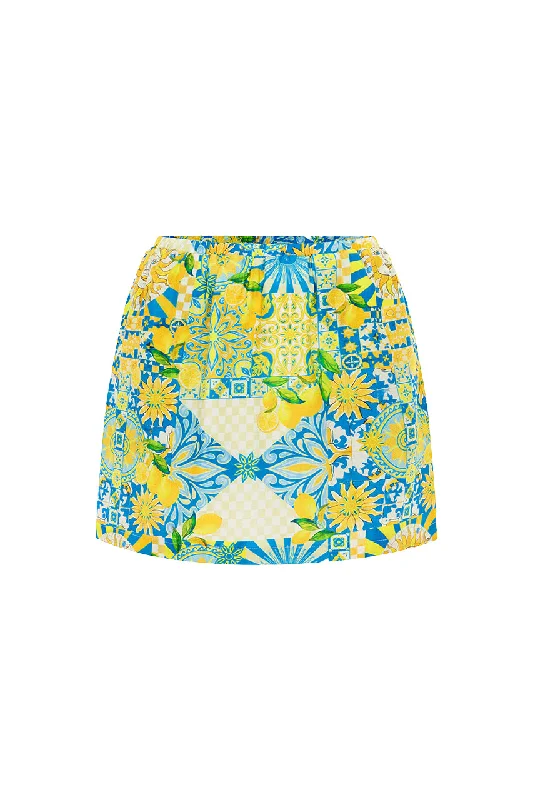 ANACAPRI MINI SKIRT - ANACAPRI LEMON silk skirt luxurious
