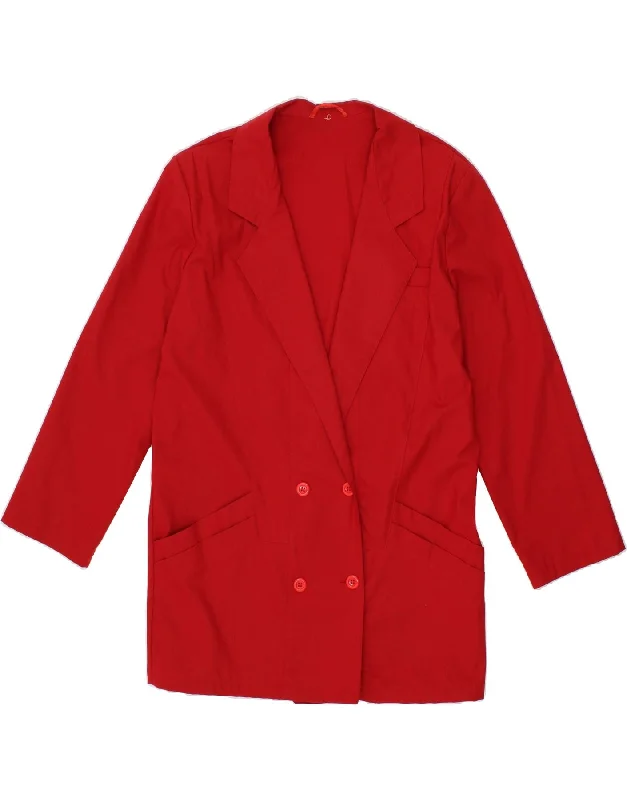 VINTAGE Womens Double Breasted Blazer Jacket UK 14 Large Red Denim Jacket Leather Jacket Suede Jacket