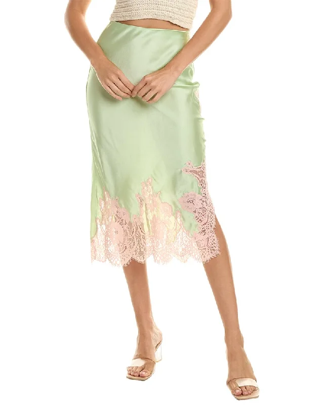 Alice + Olivia Tonia Midi Skirt ruffled skirt detail