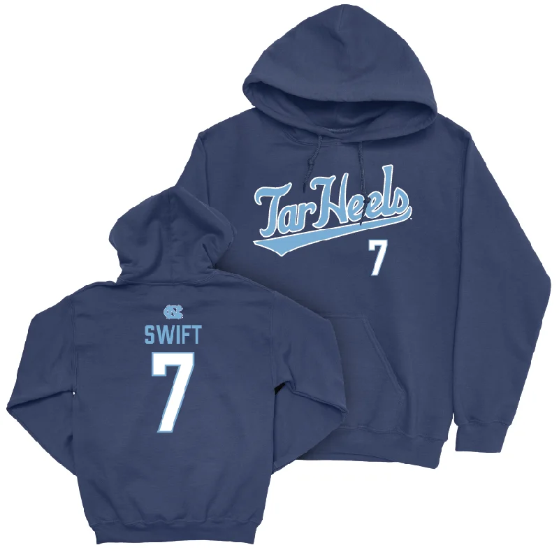 UNC Women's Volleyball Navy Script Hoodie  - Sadie Swift Hoodie with Ribbed Hem Stretchable Secure