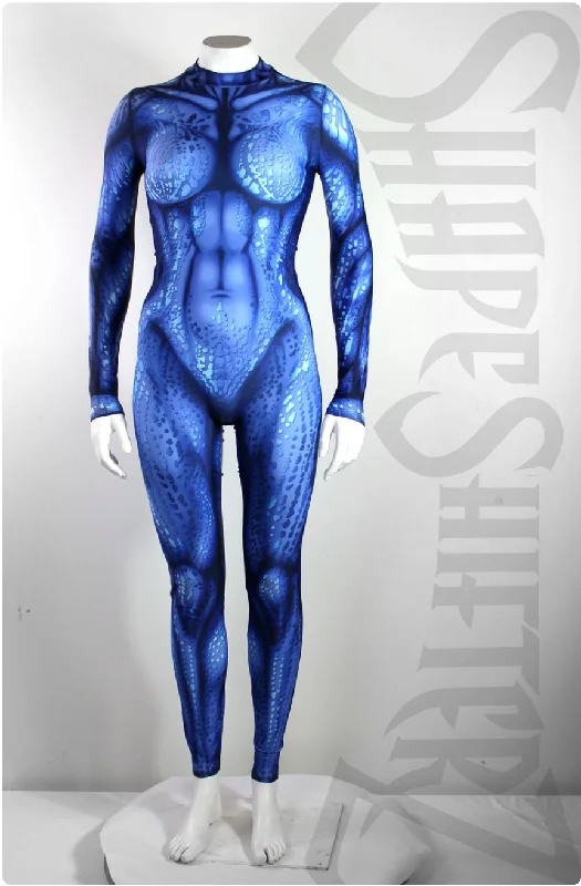 Sea Creature High Collar Bodysuit with Zipper in the Back Stylish One-Shoulder Bodysuit